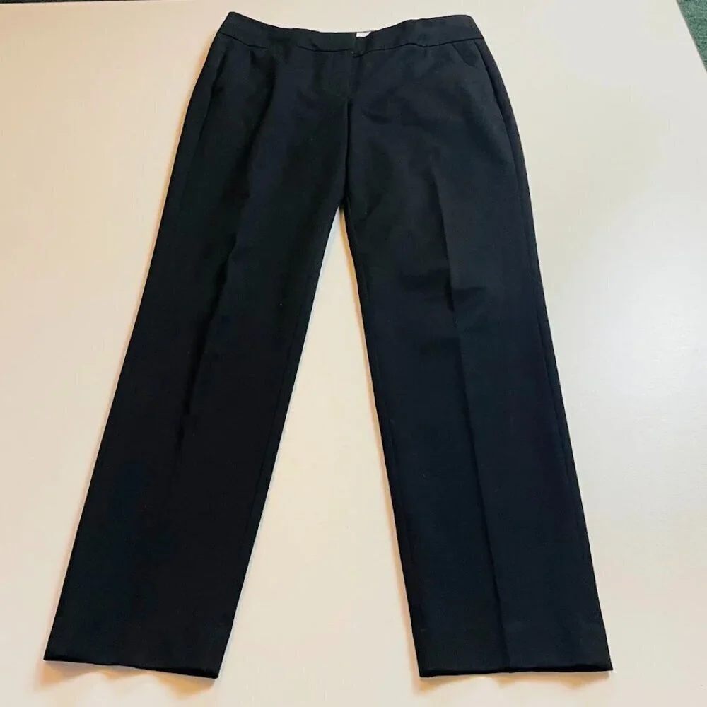 Ann Taylor LOFT TALL LONG Trouser Career  Pant Black Straight Classic Suit Winte